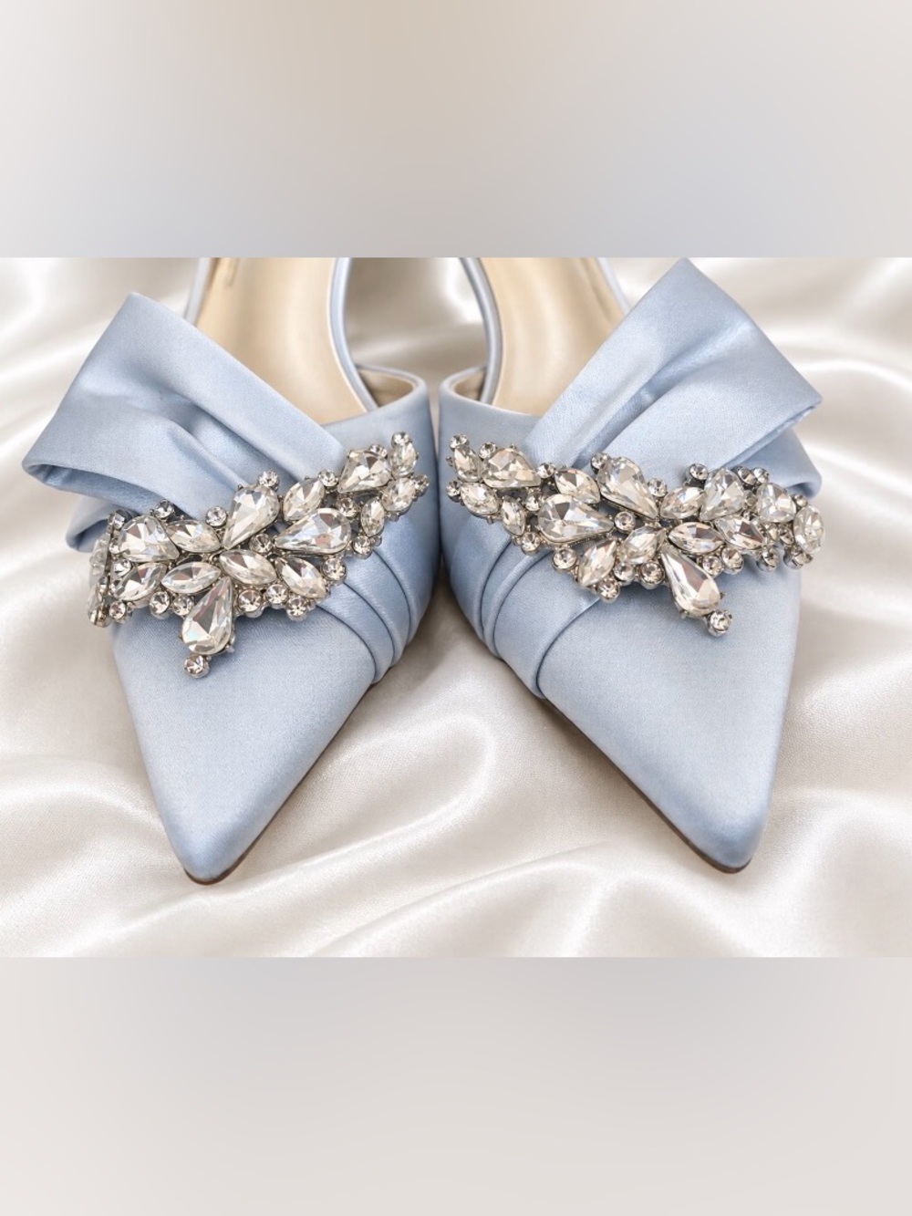 NEW Crystal Embellished Satin Shoes in Light Gray